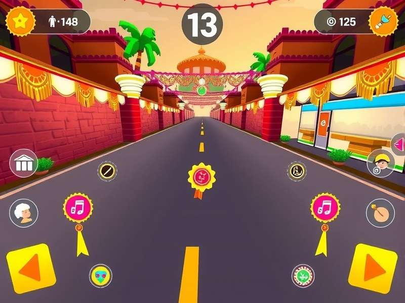 Rakhi Race gameplay screenshot showing festive Indian streets